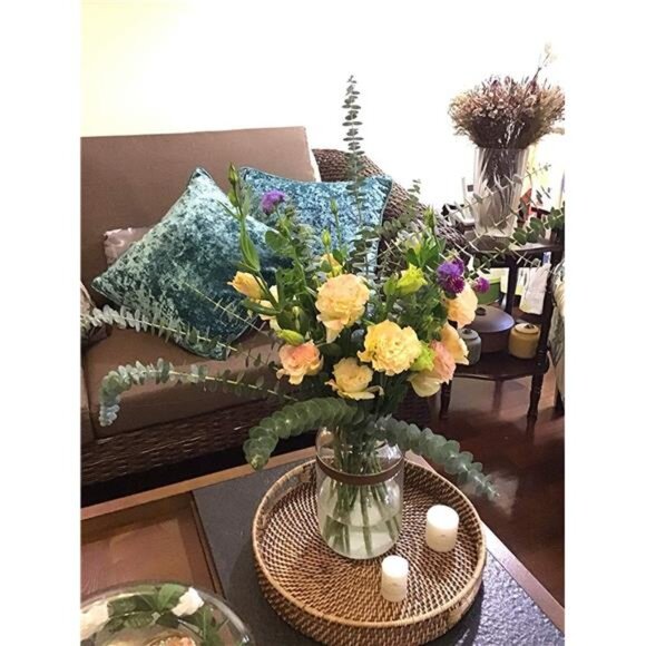 11 inch Rattan Tray, Round Wicker Tray with Cut-Out Handles, Woven Serving Tray - Picture 6 of 7